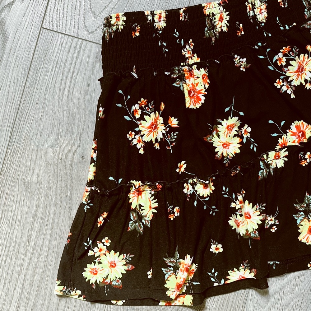 ruffled floral skirt